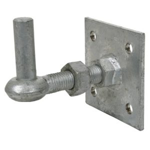 Field Gate Adjustable Hook on Square Plate 4" x 4" with 3/4" Pin
